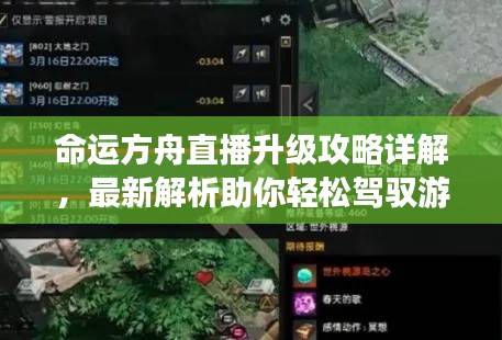 命运方舟直播升级攻略详解,最新解析助你轻松驾驭游戏!