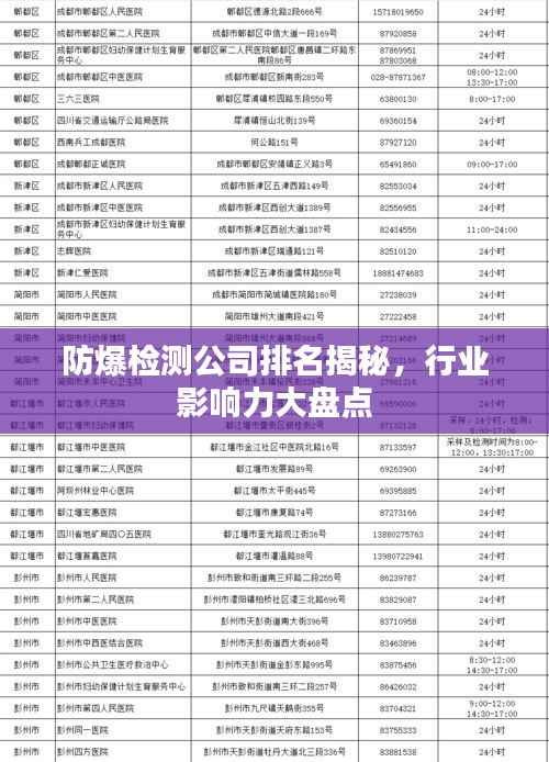 防爆检测公司排名揭秘，行业影响力大盘点